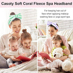 Casoty 12 Pcs Spa Headbands, Skin Care Headband, Soft Coral Fleece Makeup Head - Image 4