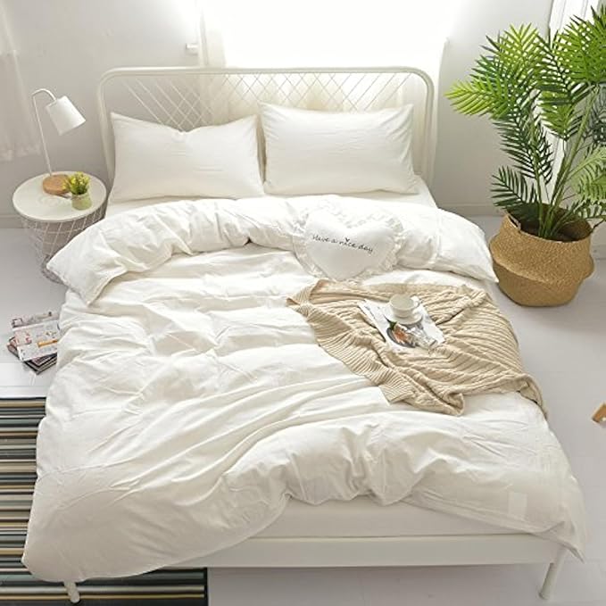 100% Washed Cotton Duvet Cover Bedding Set, Comfortable, Breathable, Soft and by Rural+Dandelion