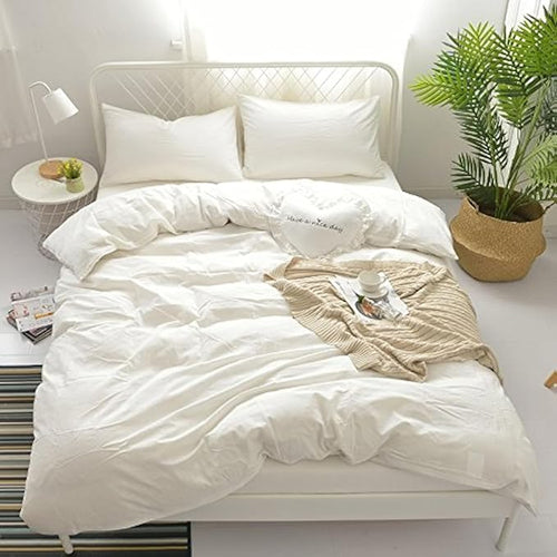 100% Washed Cotton Duvet Cover Bedding Set, Comfortable, Breathable, Soft and by Rural+Dandelion