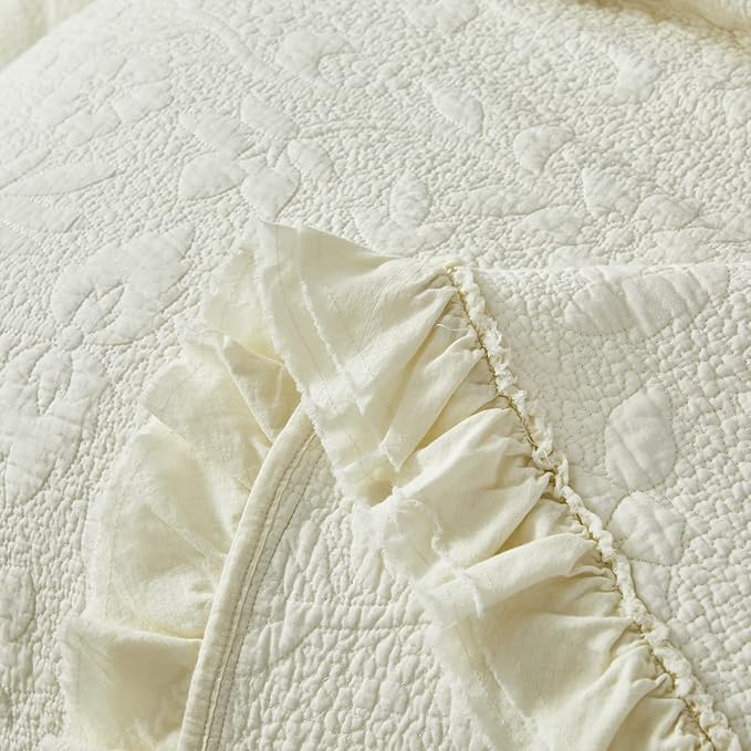 Brandream Luxury Cotton Quilt Set King Size Heirloom Quality Ruffled Edge - Image 7