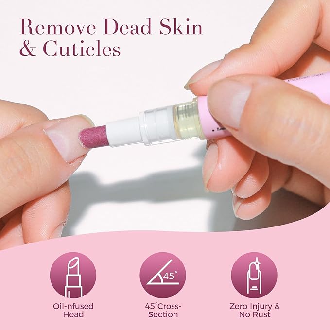 Ceramic Cuticle Pusher & Oil Pen, 2ml Rose + Fragrance Free Scented Nail Care - Image 6