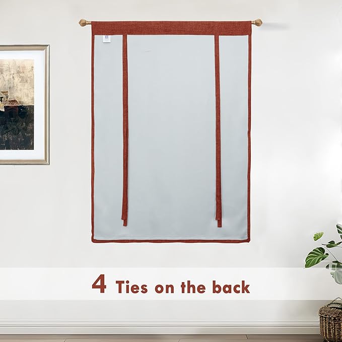 DriftAway Double Layer Linen Blackout Tie Up Curtains Thermal Insulated Fully - Image 7