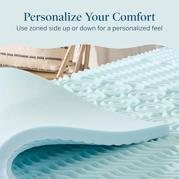 LUCID 2 Inch Gel Memory Foam Mattress Topper, Twin size – 5 Zones – Cooling Gel - Image 5