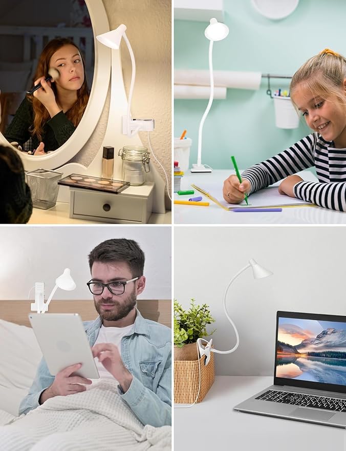 Clip on Light USB Reading Light, Eye Care Dimmable Reading Lamp Flexible Goose - Image 6