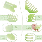 Geiserailie 2 Pcs Jade Combs Esthetician Supplies Massage Stone Hair Gua Sha - Image 4