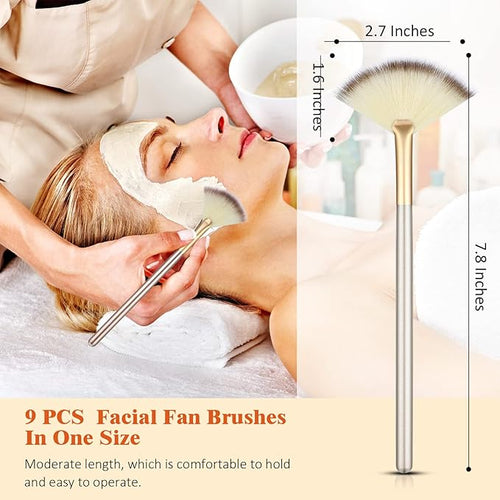 9 Pieces Facial Fan Mask Brushes, Soft Facial Applicator Brushes Tools - Image 2