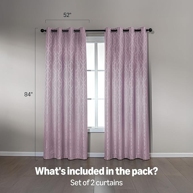 Amazon Basics Jacquard 2-Piece 100% Blackout Curtains, Living Room and Bedroom - Image 5