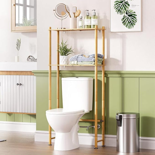 AmazerBath Bamboo Over The Toilet Storage Shelf, 2-Tier Over Toilet Organizer by AmazerBath
