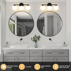 Black Globe Bathroom Light Fixtures 3-Light Vanity Light - Image 2