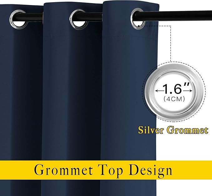 NICETOWN Navy Blue Blackout Window Curtains - Image 3