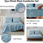 CozyLux King Size Comforter Set Light Blue, 7 Pieces Pintuck Bed in A Bag Blue - Image 6