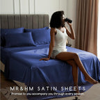 MR&HM Satin Bed Sheets, Twin XL Size Sheets Set - Image 6
