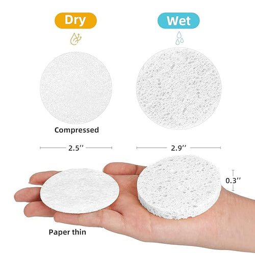 120-Count Compressed Facial Sponges|Kickleen100% Natural Cellulose Cosmetic Spa - Image 2