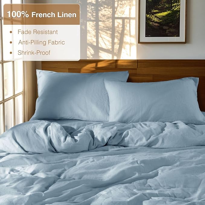 SONORO KATE 100% French Linen Duvet Cover Queen Size, Soft Breathable - Image 2