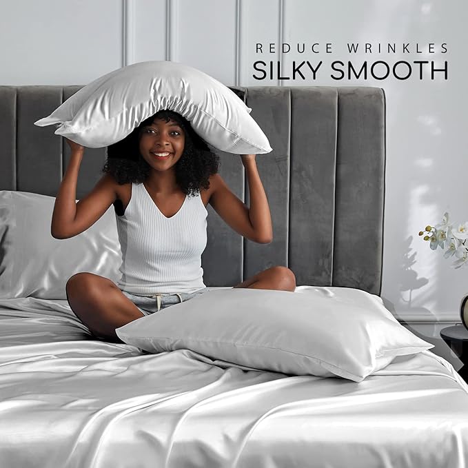 MR&HM Satin Bed Sheets, Twin XL Size Sheets Set - Image 3