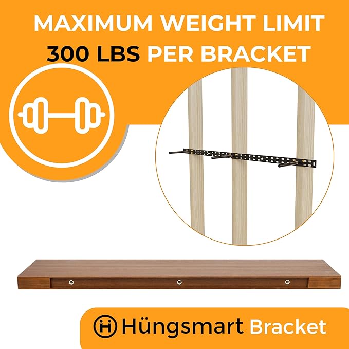 HÜNGSMART 48 Inch Wooden Floating Shelf – Supports 300lbs – Carpenter Designed - Image 6