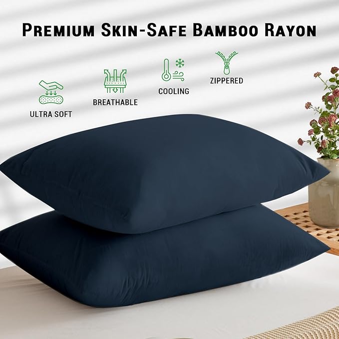 Gogreen Bamboo Rayon Waterproof Pillow Protector, Breathable Cover, Cooling Case - Image 2