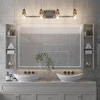 Tipace Industrial Bathroom Vanity Lighting Fixtures 4-Lights Vintage Black & - Image 3
