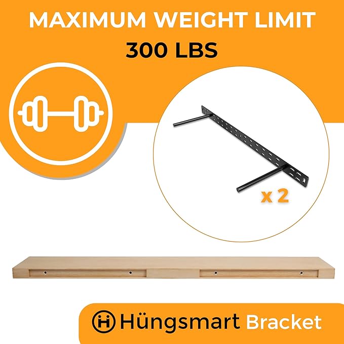 HÜNGSMART 60 Inch Wooden Floating Shelf – Supports 300lbs - Image 6