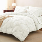 CozyLux Full Size Comforter Sets Ivory, 7 Pieces Pintuck Bed in A Bag Ivory - Image 9