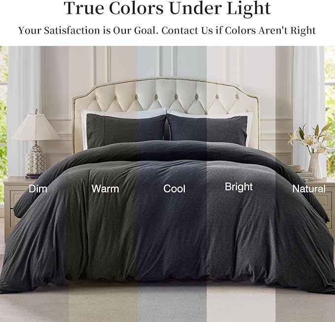 PURE ERA Jersey Knit Duvet Cover Set 100% T-Shirt Cotton Super Soft Comfy 2pc - Image 6