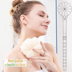 Shower Body Brush, Soft Bristles and Beautiful Pumpkin Loofah 14" Long Handle - Image 6