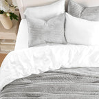 EVERGRACE Velvet Quilt Set King Size, Luxurious Soft Striped Channel Bedding Set - Image 3