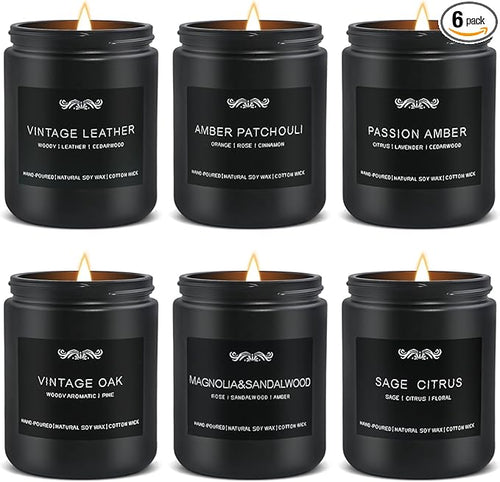 6 Pack Candles for Home Scented Aromatherapy Candles Gifts Set for Mens by JXDLSQCandlesGiftsSets