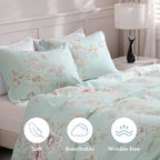 LONAVA Queen Flower 3 Pcs Duvet Cover Set, Breathable Soft Microfiber Light - Image 3