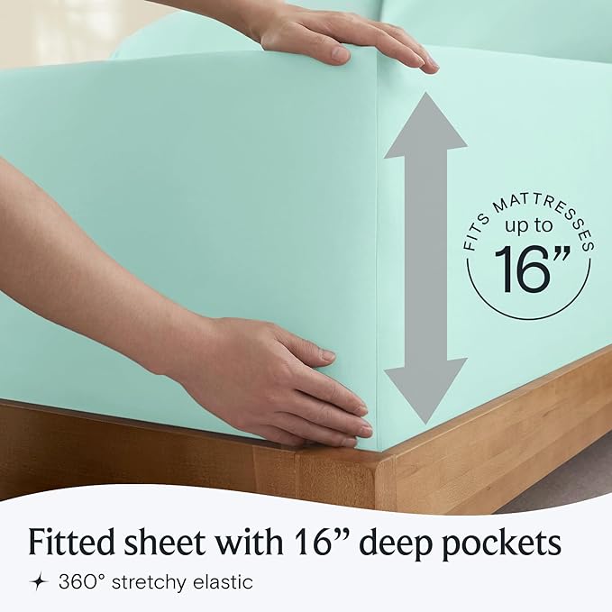 LuxClub 5 PC Sheet Set Bed Sheets Deep Pockets 16" Eco Friendly Wrinkle Free - Image 6