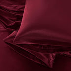 Aormenzy Satin Pillow Cases for Women Standard Size Set of 2, Burgundy Satin by Aormenzy