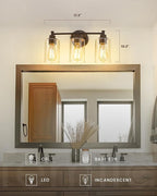 FEMILA 3-Light Vanity Light, Farmhouse Bathroom Light Fixtures, Metal Wall - Image 2