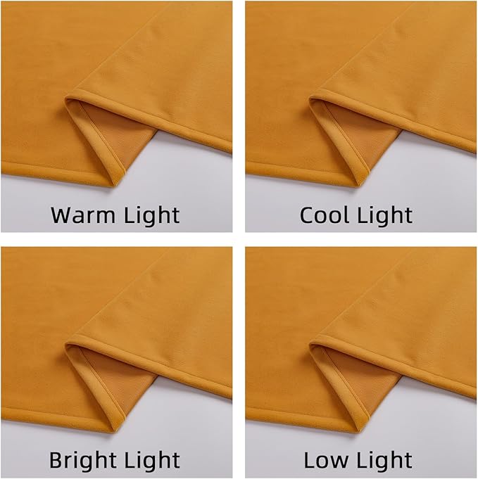 Joydeco Yellow Velvet Curtains 96 inch Length 2 Panels, Luxury Blackout Rod - Image 6