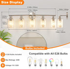 DLLT 5-Light Bathroom Light Fixtures: Nickel Modern Vanity Lights - Image 3