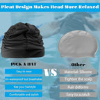 Swim Caps for Women Swimming, Comfort Pleated Swimming Cap for Long Hair - Image 3