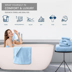 8 Piece Bathroom Towel Set Blue |2 Oversized Large Bath Towels Sheet, 2 Hand - Image 6