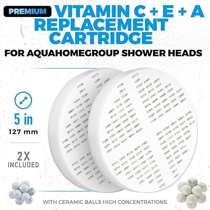 AquaHomeGroup 20 Stage + Vitamin C E and A Shower Filter Cartridge Bundle 2-Pack - Image 2