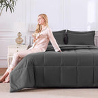CozyLux Queen Comforter Set Dark Grey - Image 7