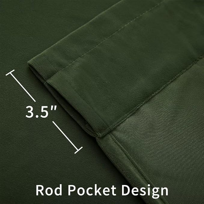 Joydeco Dark Olive Velvet Curtains 120 inch Length 2 Panels, Luxury Blackout - Image 5