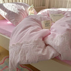 mixinni Pink Gingham Duvet Cover Twin Size - Image 3