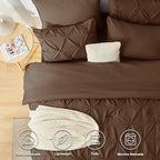 CozyLux Full Size Comforter Sets Brown, 7 Pieces Pintuck Bed in A Bag Brown - Image 2