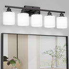 Sailstar 5-Light Bathroom Light Fixtures Over Mirror, Matte Black Vanity Lights by Sailstar