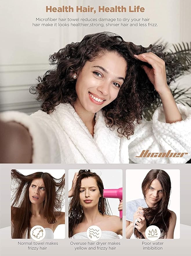 Hicober Microfiber Hair Towel, Hair Drying Towels - Image 2