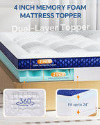 BEDELITE Full Mattress Topper Dual Layer 4 Inch Memory Foam Mattress Topper - Image 5