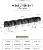 Bathroom Light Fixtures, 6 Light Matte Black Vanity Light, 38 Inch Modern Wall - Image 2