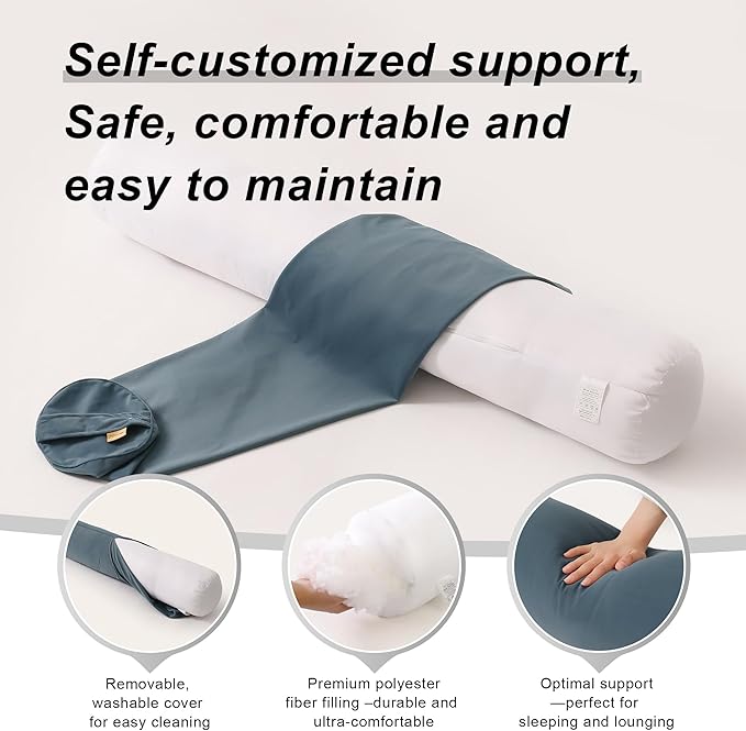Long Round Body Pillow for Adults – Bolster Pillow for Bed, Cervical Roll Pillow - Image 4