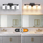 PARTPHONER 4-Light Matte Black Bathroom Light Fixtures, Modern Vanity Light - Image 5