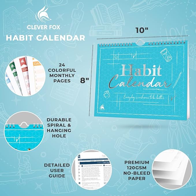 Clever Fox Habit Tracker Calendar – Inspirational Goal Tracker and Habit - Image 2