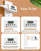 BN-LINK Indoor Digital Timer Outlet, 24 Hour Light Timer Easy Programmable - Image 5