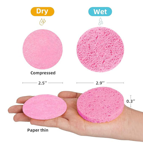 120-Count Compressed Facial Sponges|Kickleen 100% Natural Cellulose Cosmetic - Image 2